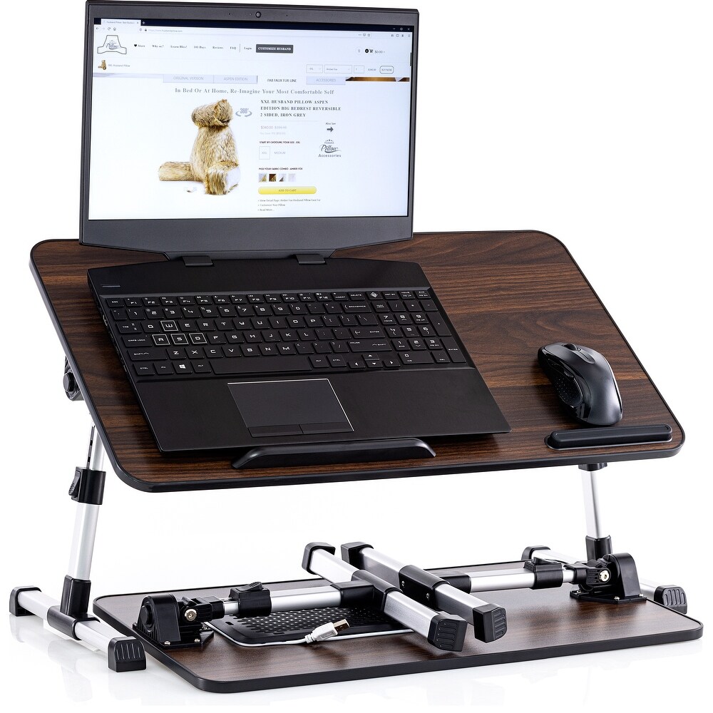 Husband Pillow   Lap Desk Wood Small Top   Fits Up to 17\