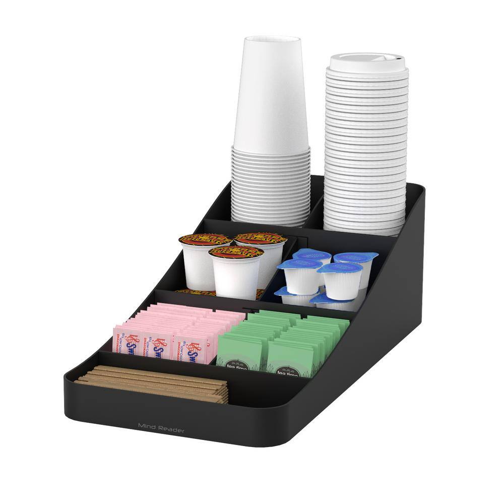 Mind Reader Trove 7 Compartment Coffee Condiment Organizer in Black COMP7-BLK