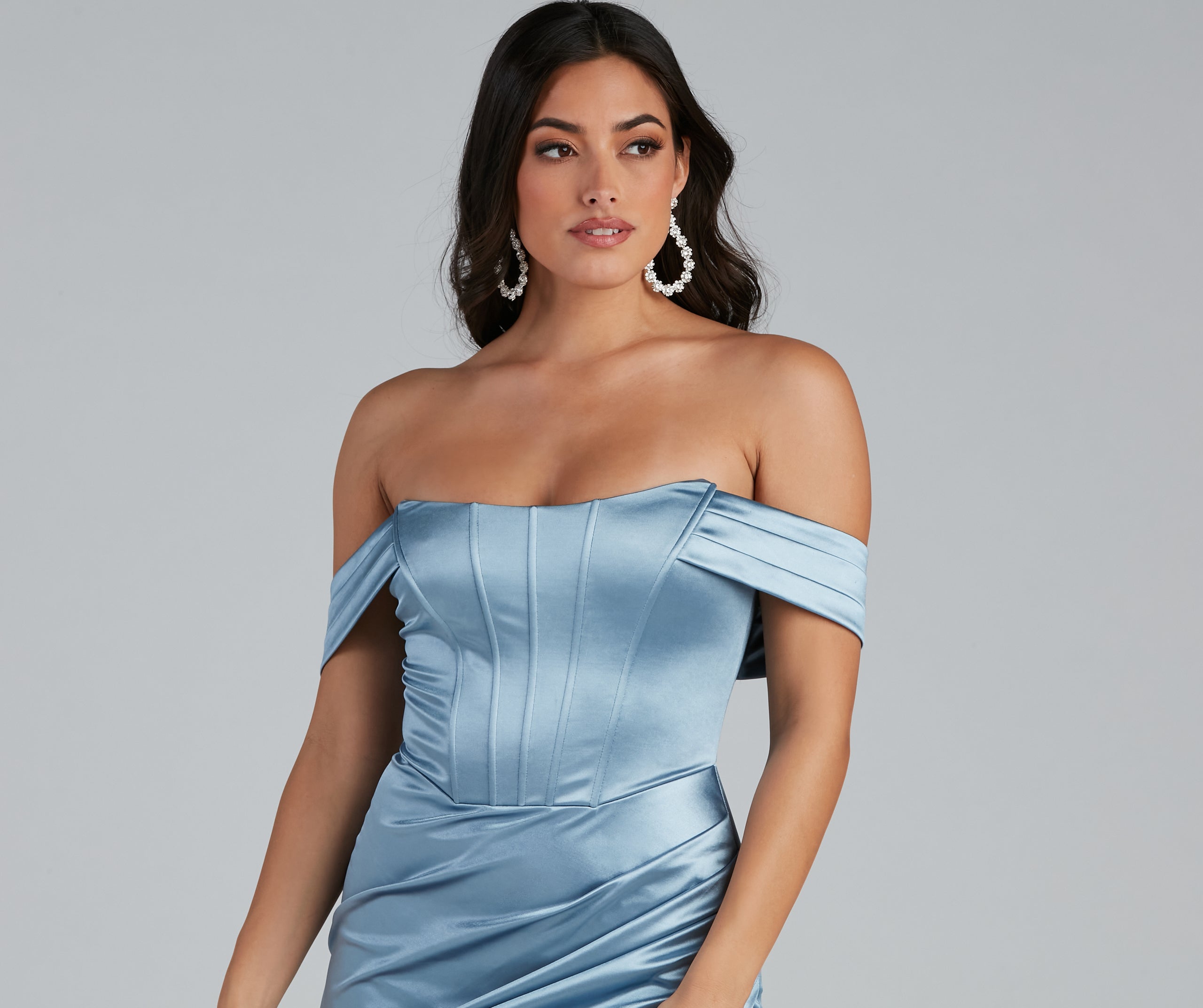 Coraline Satin Corset Wrap Formal Dress