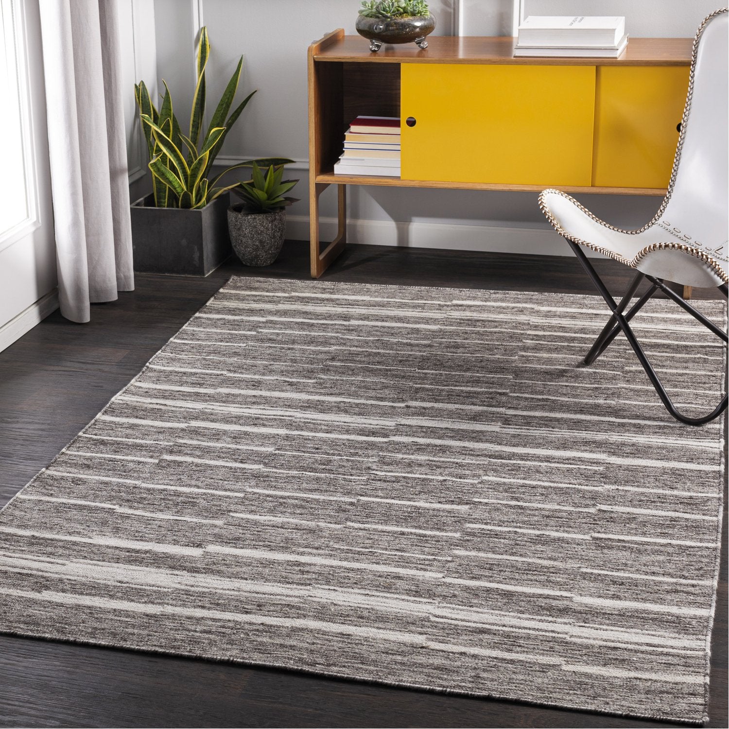 Tamaris Hand Woven Rug in Charcoal, Cream, Medium Gray, Light Gray