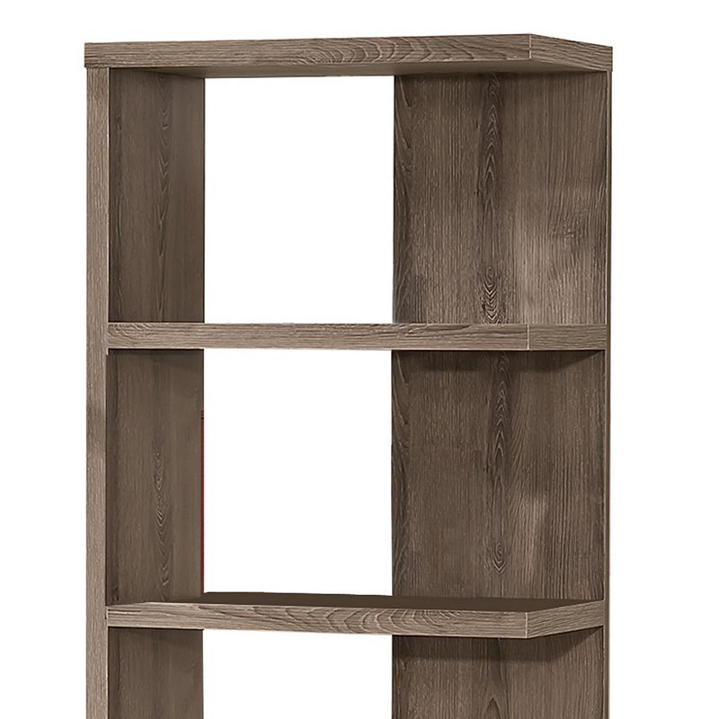 Spacious Semi Backless Wooden Bookcase， Gray