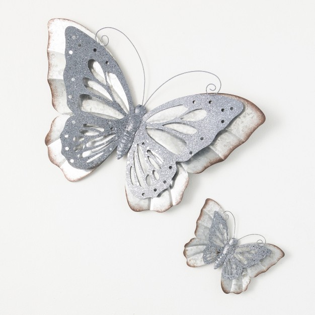 15 5 quot h Sullivans Laser Cut Metal Butterfly Gray