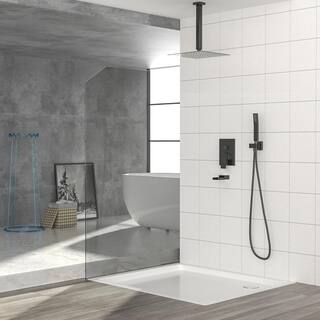 Aurora Decor Lotus 3-Spray Patterns 16 in. Ceiling Mount Dual Shower Heads with High Pressure in Oil Rubbed Bronze (Valve Included) ADSLF16015ZO16