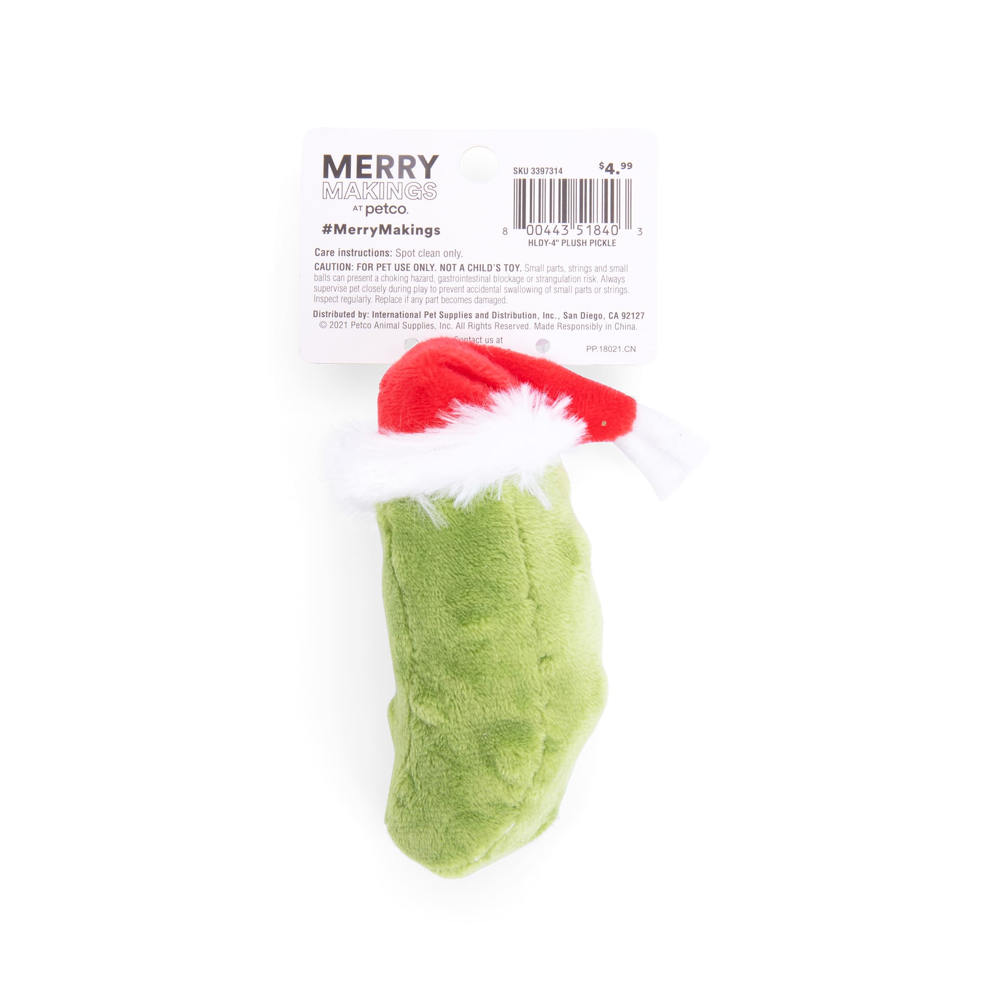 More and Merrier Plush Pickle Dog Toy， X-Small