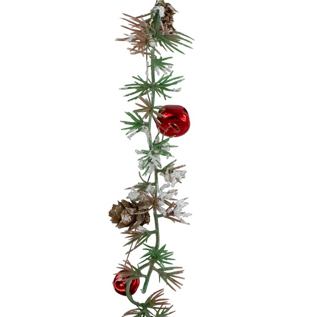 Green Frosted Pine Cones And Bells Artificial Christmas Spray