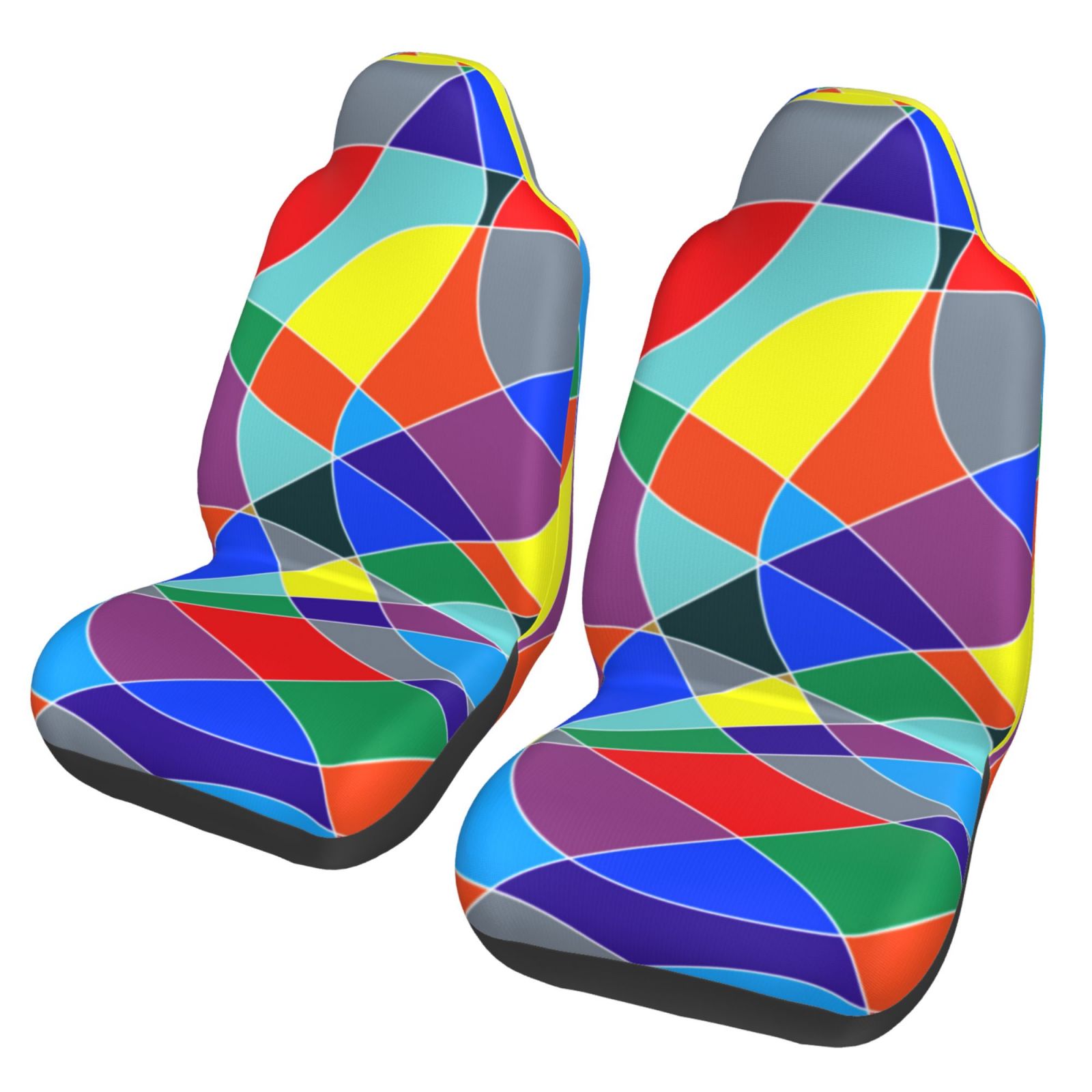 TEQUAN Front Seat Covers， Stained Mosaic Glass Pattern 2 Piece Car Seat Cover Fit Most Car SUV Truck Van