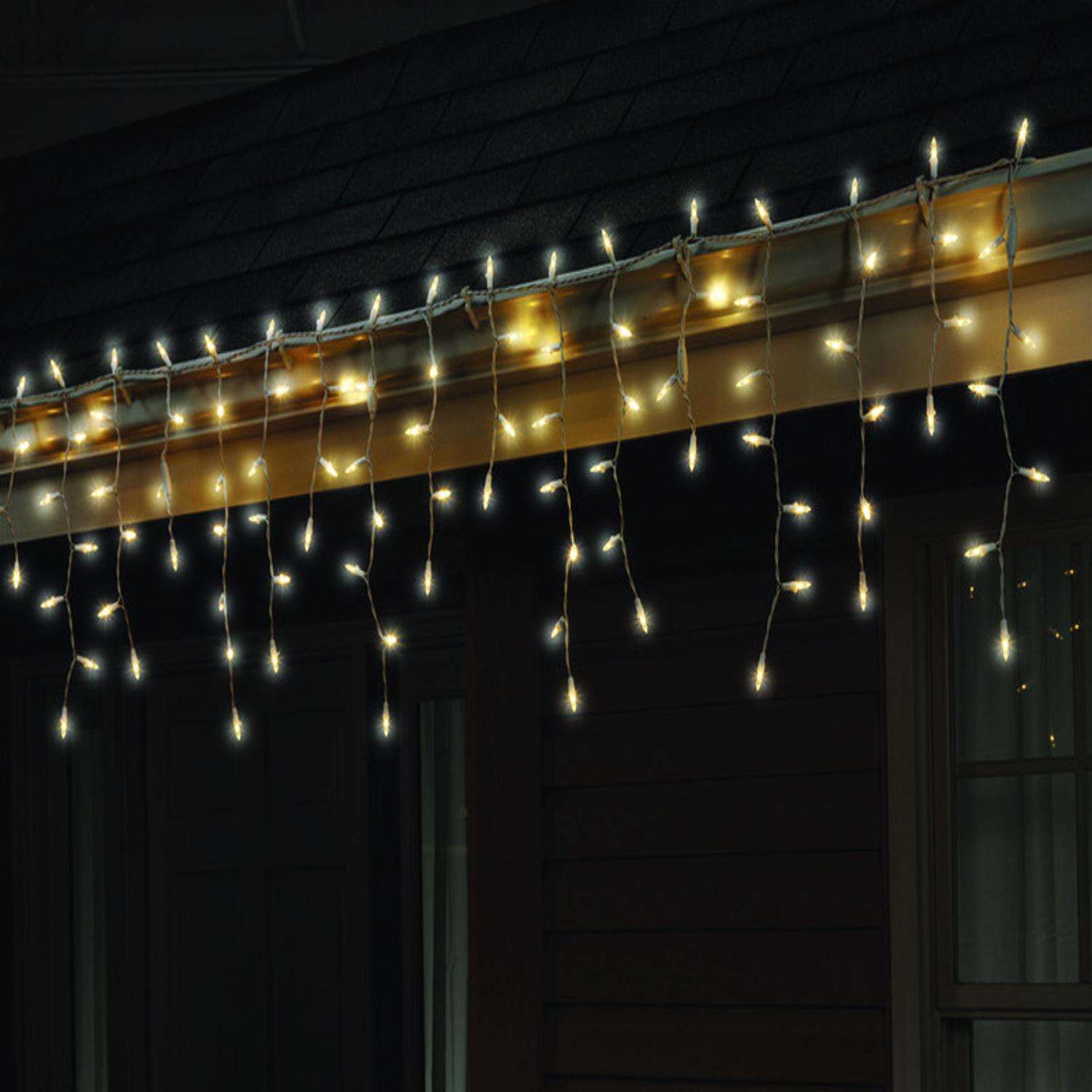 Celebrations LED M5 Warm White 100 ct Icicle Christmas Lights 5.5 ft.