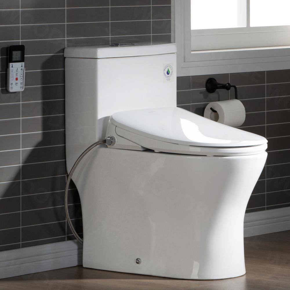 WOODBRIDGE Journey 1-Piece 1.1GPF1.6 GPF Dual Flush Elongated Toilet with Advance Smart Bidet Toilet in White HT0044