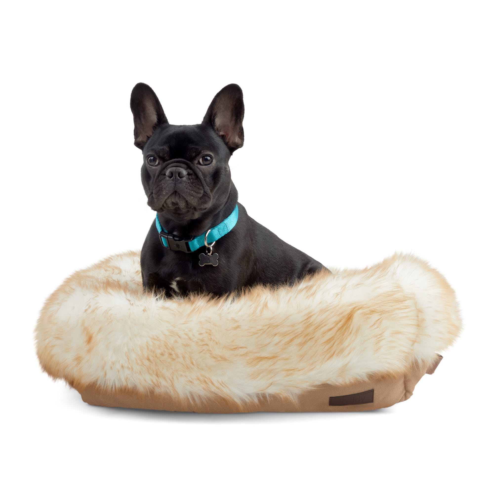 Reddy Brown Faux-Fur Box Dog Bed， 24