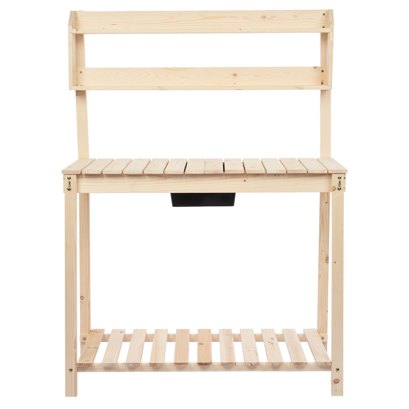 MIARHB Outdoor Garden Potted Workbench With Sliding Table Top And Natural Storage Shelf