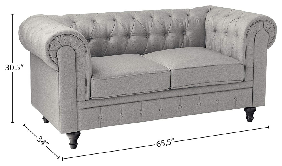 Traditional Elegant Loveseat  Rolled Arms  ampButton Tufting   Traditional   Loveseats   by Decor Love  Houzz