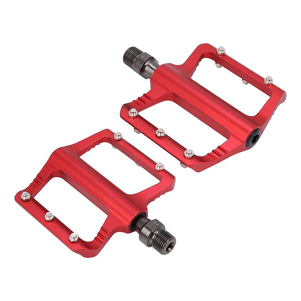 1 Pair 9/16 Axle Aluminum Alloy Mountain Bike Road Bicycle Lightweight Pedals (red)