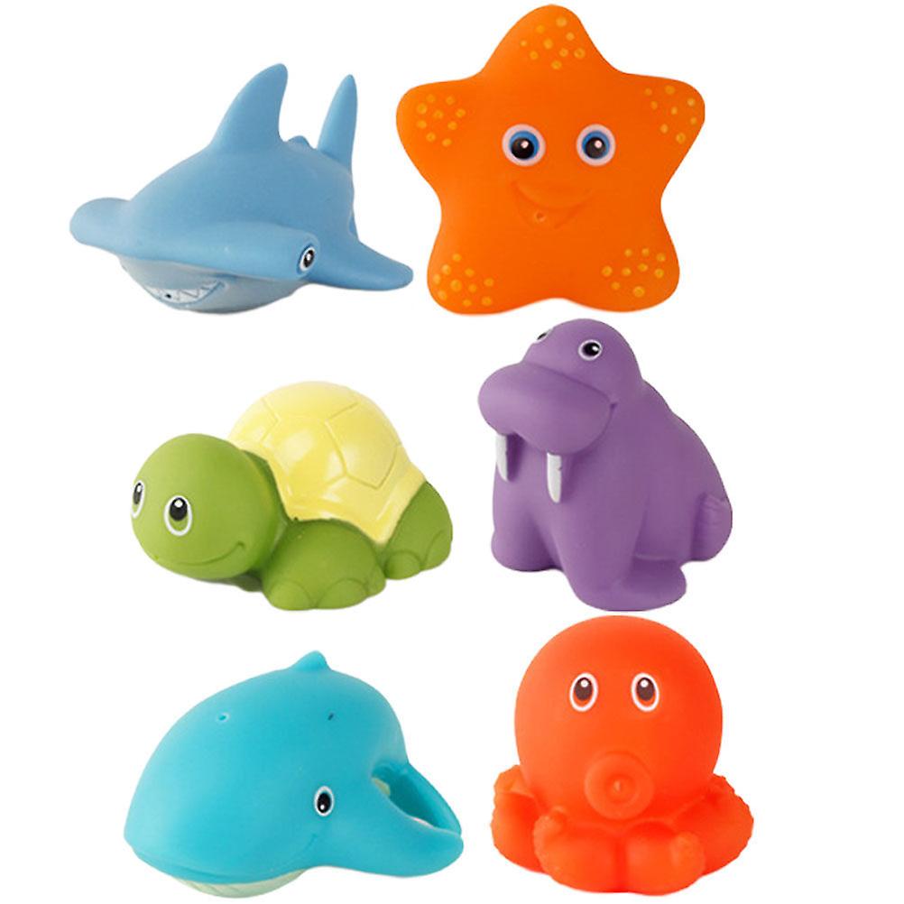 6pcs Toddlers Bath Toy Bathtub Floating Cartoon Animal Heat Discoloration Bath Toy For Infant