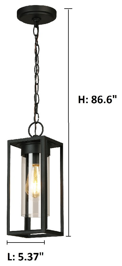 Walker Hill 1 Light Outdoor Pendant  Matte Black   Transitional   Outdoor Hanging Lights   by Buildcom  Houzz