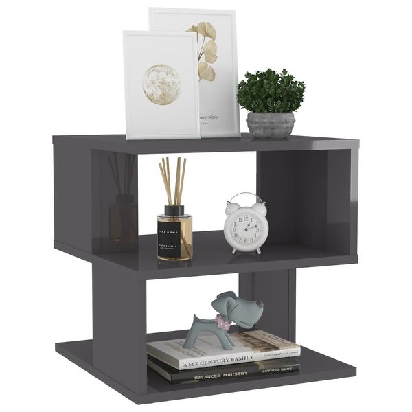 vidaXL Side Table High Gloss Gray 16