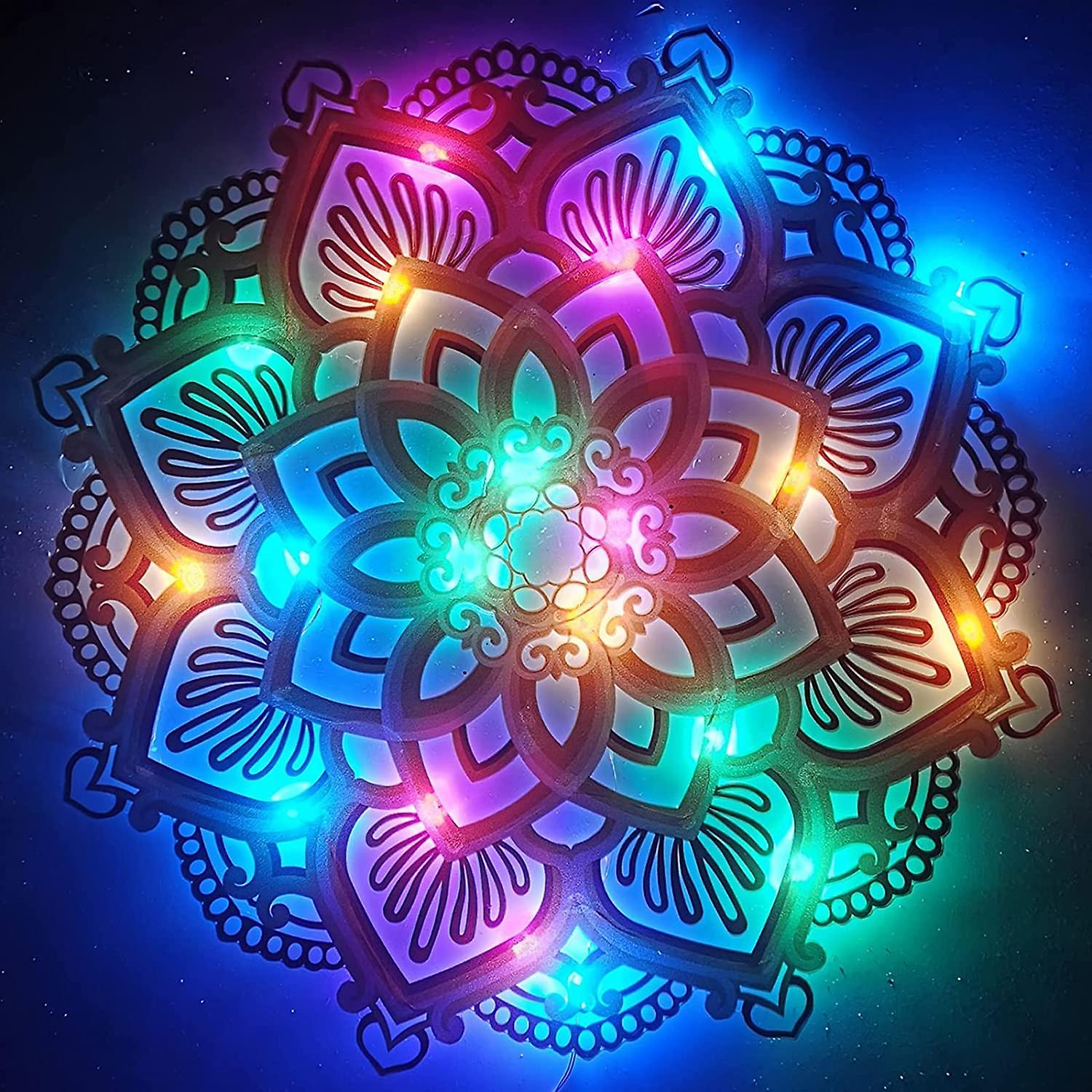 Mandala Yoga Room Night Light Color Changing Battery Powered Yoga Room Led Lamp Atmosphere Home Decor