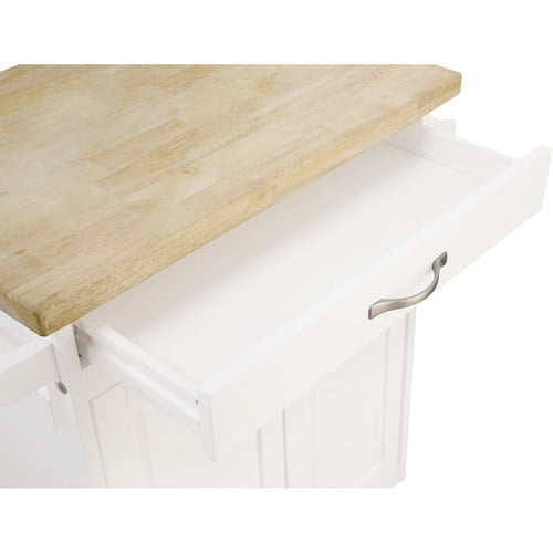 Mainstays Kitchen Island Cart with Drawer and Storage Shelves, White