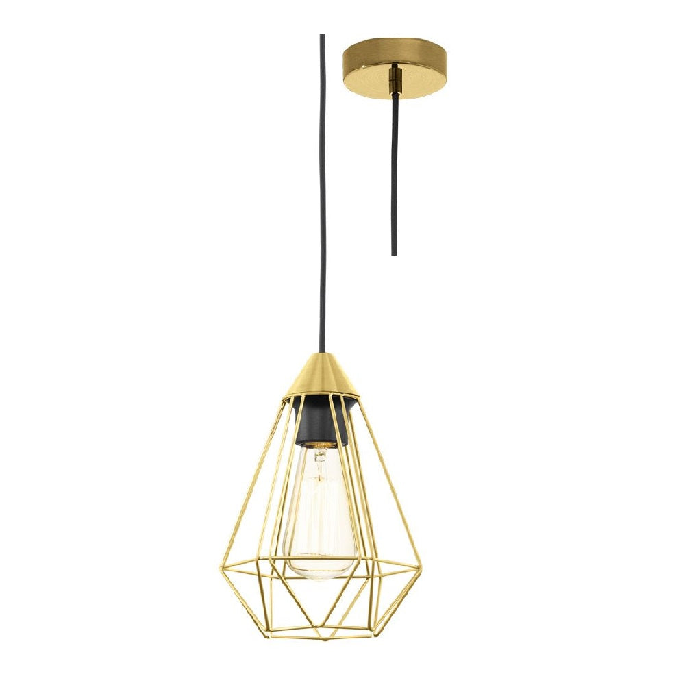 Eglo 43681 Tarbes Brushed Brass Wire Cage Shade Vintage Pendant 175mm