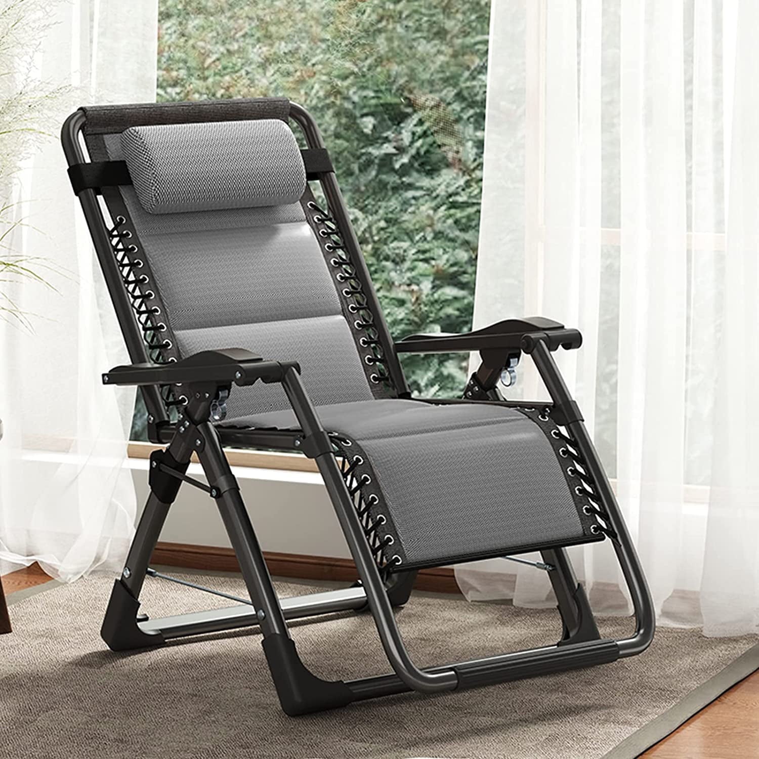 Slsy Ice Silk Zero Gravity Chair, Folding Portable Reclining Lounge Chair with Removable Headrest, Reclining Patio Lounger Chair for Indoor,Outdoor