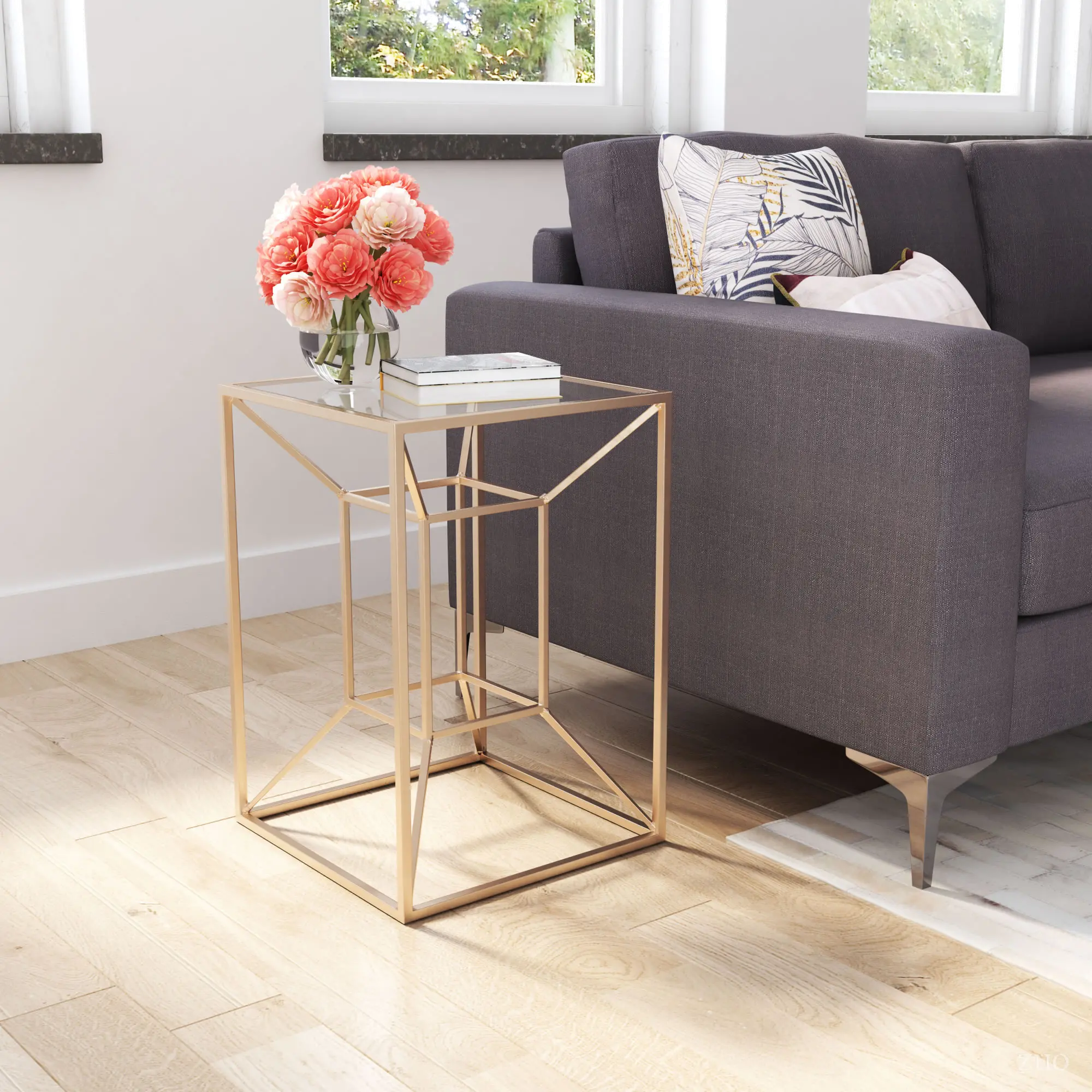 Gold Contemporary End Table - Canyon