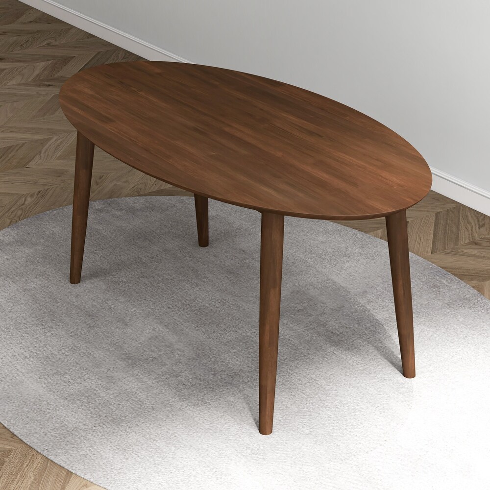 Kailey Mid Century 67 inch Oval Solid Wood Dining Table in Brown   67 inches