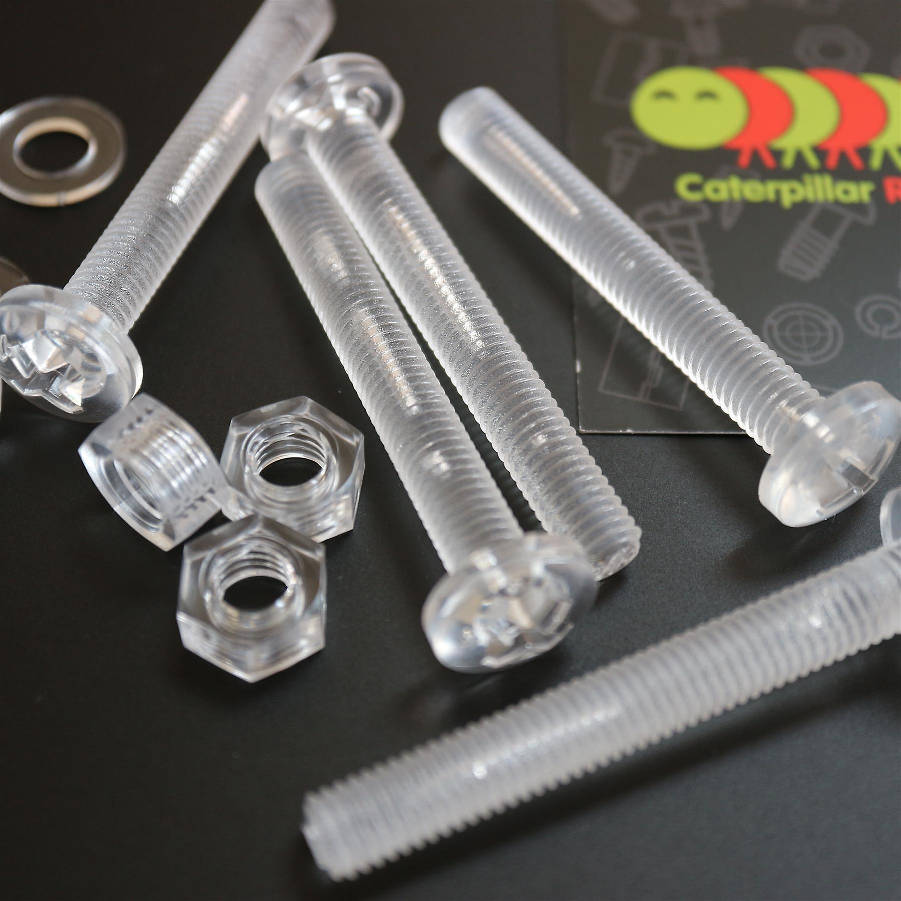 20x Clear Acrylic， Pan Head， M8 x 60mm， Plastic Bolts， Nuts and Washers - Screws