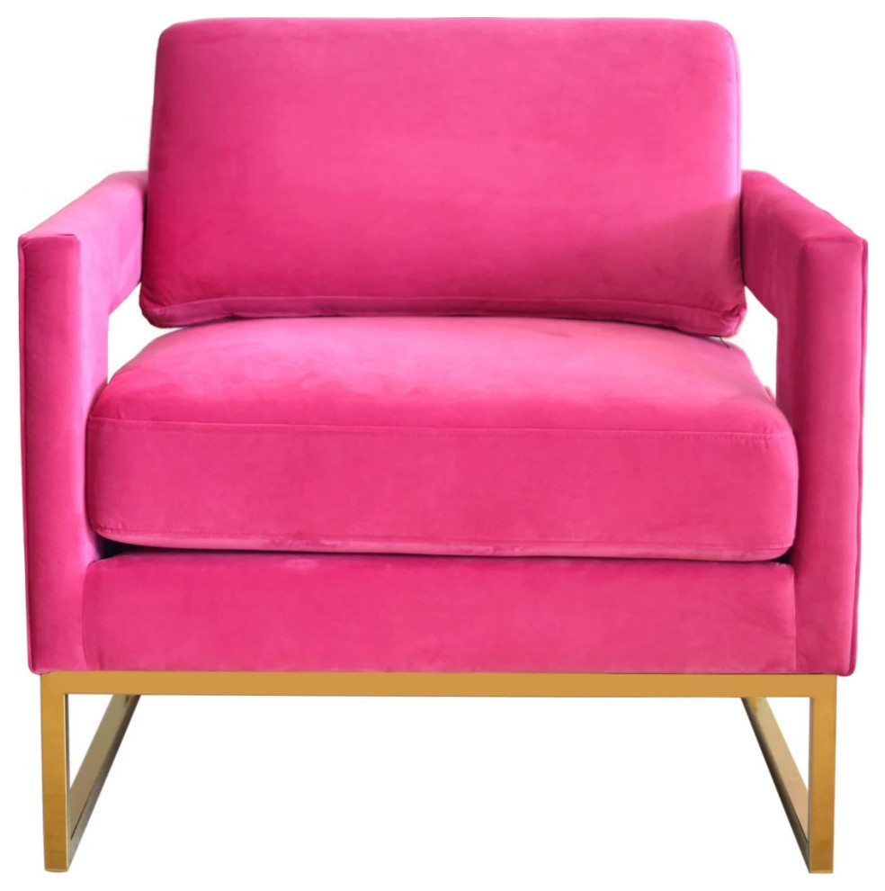 Tina Pink Velvet and Gold Accent Chair   Contemporary   Armchairs And Accent Chairs   by Rustic Home Furniture Deco  Houzz