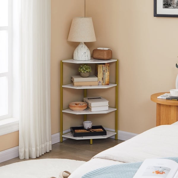 Corner End Table 4-Tier Open Shelves