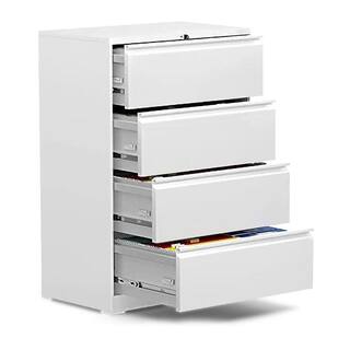 Aobabo White 4-Drawer Lateral File Cabinet with Lock for LetterLegal Size Paper PX-4CKX002-1