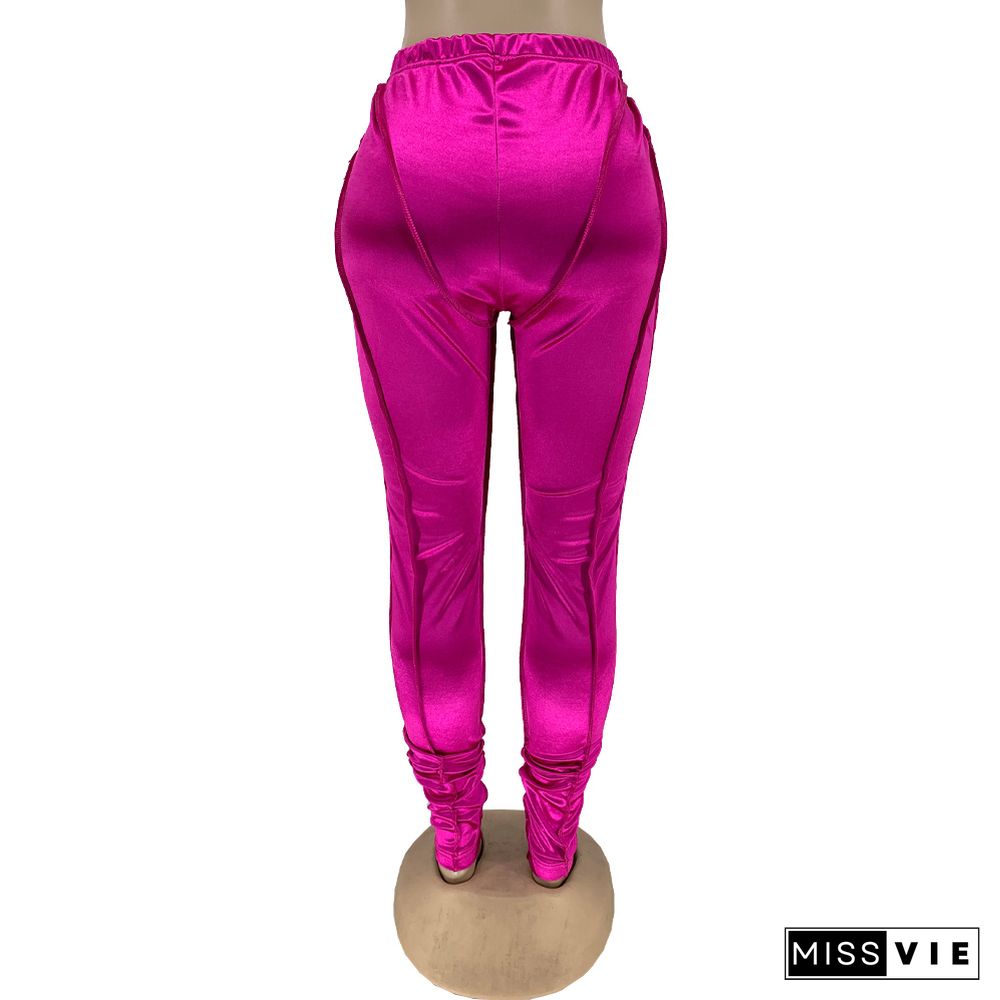 Bright Line Decoration High Waist Skinny Pencil Pants