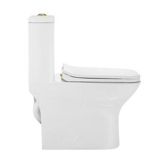 Swiss Madison Carre 1-piece 1.11.6 GPF Dual Flush Square Toilet in Glossy White with Brushed Gold Hardware Seat Included SM-1T256HG