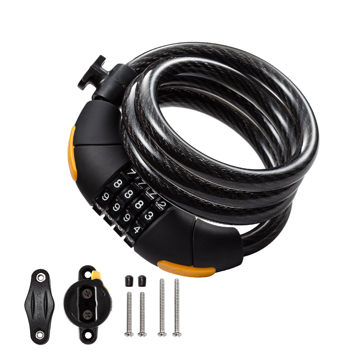 Via Velo Bike Combination Cable Lock 4 feet Self Coiling with Mounting Bracket