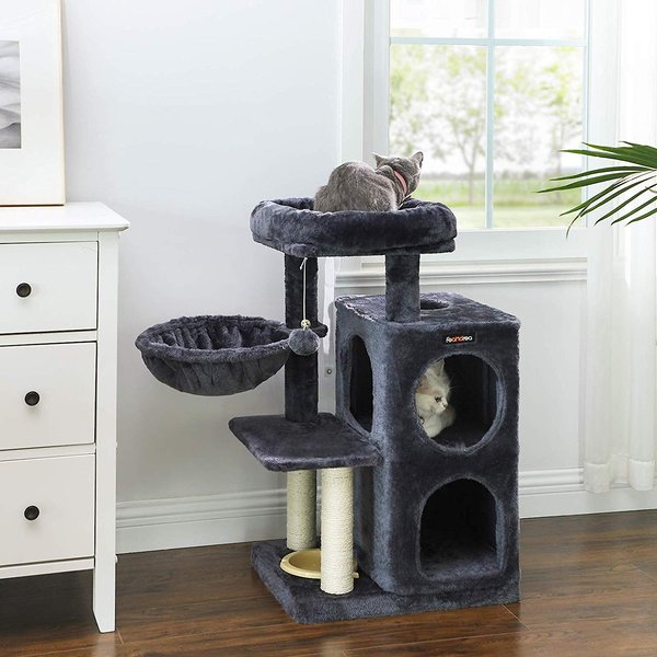 FEANDREA 32.7-in Faux Fleece Cat Tree and Condo