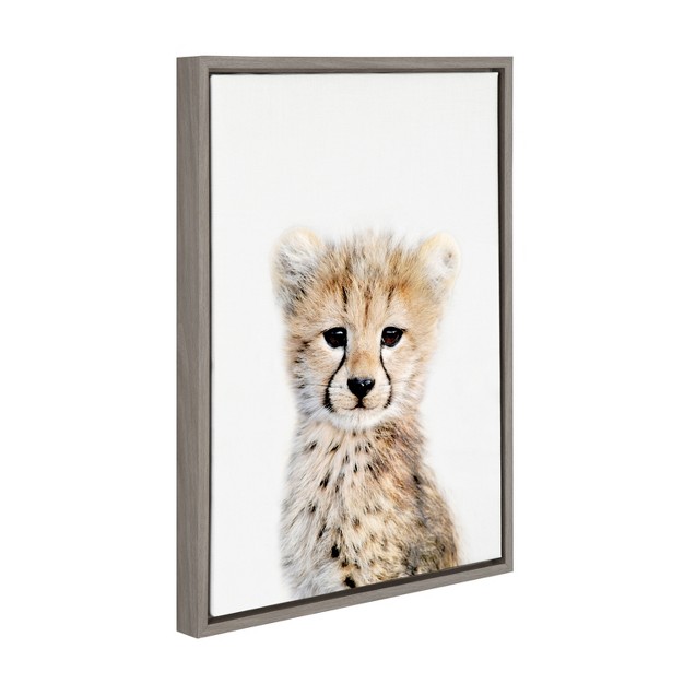 X 24 quot Sylvie Cheetah Framed Canvas By Amy Peterson Gray Kate And Laurel