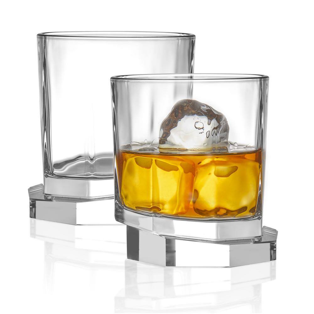 JoyJolt Aqua Vitae 10.5 oz. Off Base Octagon Whiskey Glasses (Set of 2) AQ10153