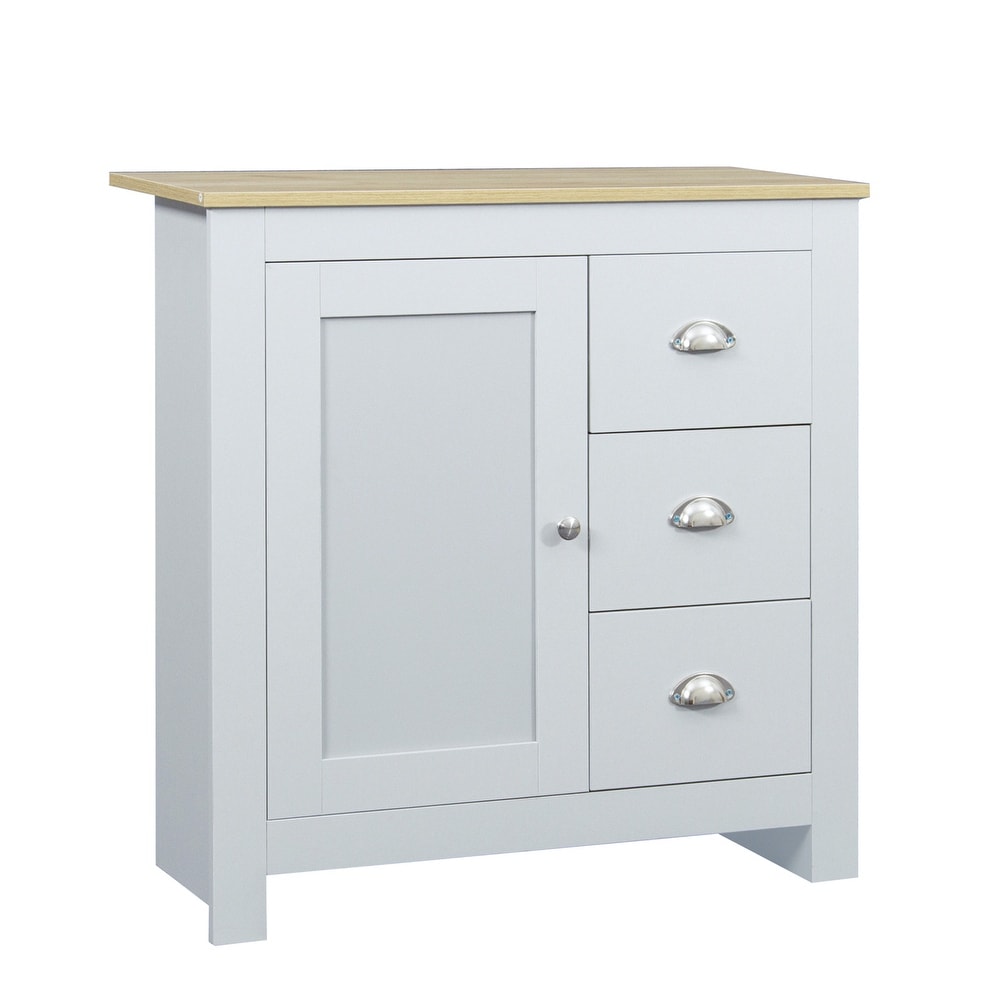 Kitchen Sideboard Buffet Storage Cabinet with 3 Drawers and Door