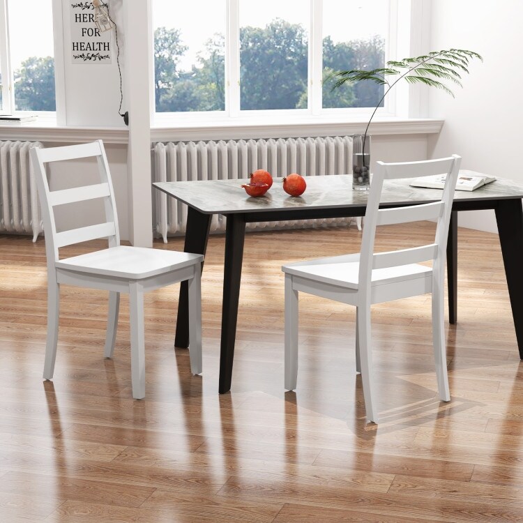 Set of 2 Wood Dining Chairs with Solid Rubber Wood Legs   16\