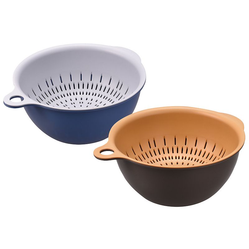 Strainer Colander Bowl Set， 2 Pcs Small Double Layer Drain Basket