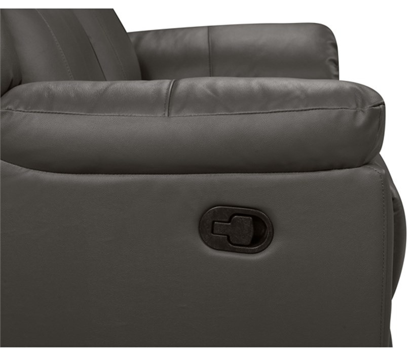 Tio 80 Inch Sofa Gray Real Leather Manual Recliner Back Pocket Coils   Contemporary   Sofas   by Homesquare  Houzz