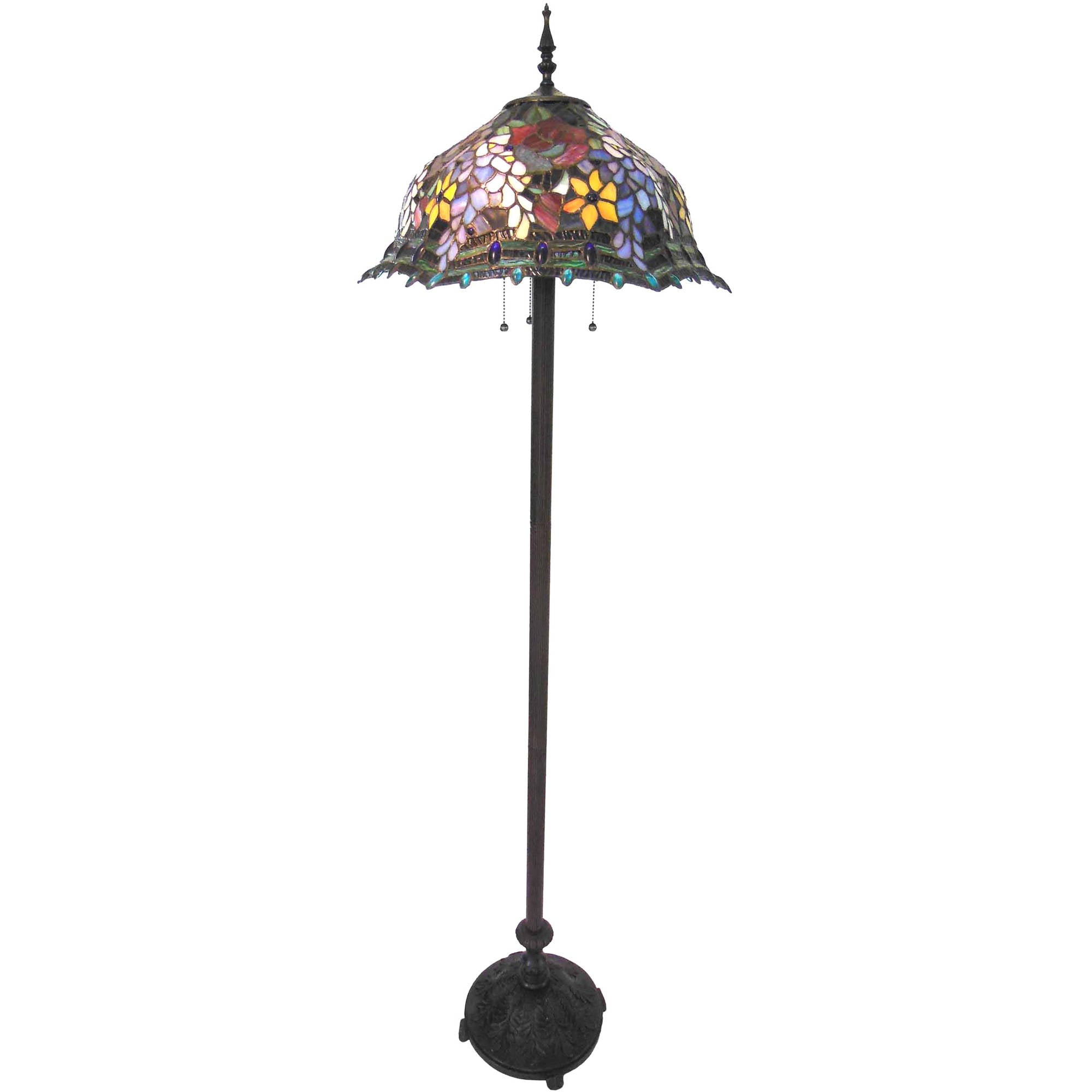 CHLOE Lighting Multi-colored CARRELL -style 3 Light Roses Floor Lamp 20