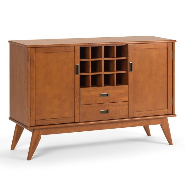 WYNDENHALL Tierney SOLID HARDWOOD 54 inch Wide Mid Century Modern Sideboard Buffet and Winerack - 54 W x 17 D x 36 H