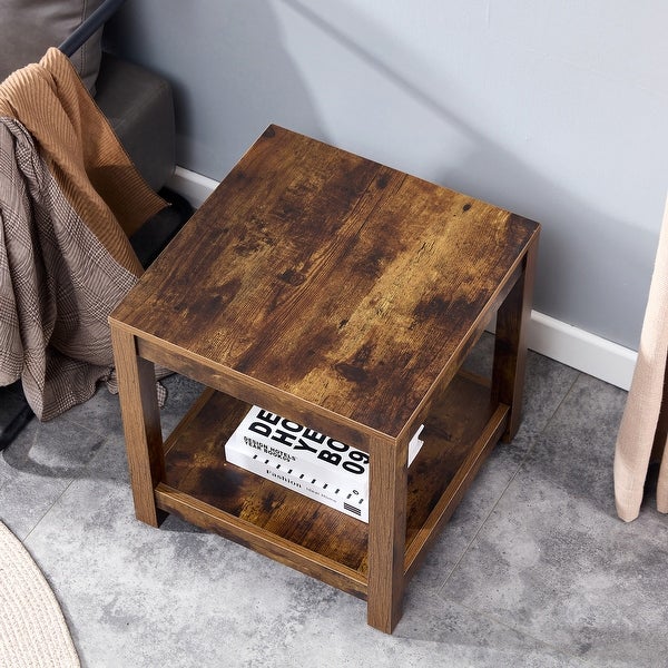 Side Table， 2 Tier Small Space End Table， Modern Night Stand， Sofa table， Side Table with Storage Shelve