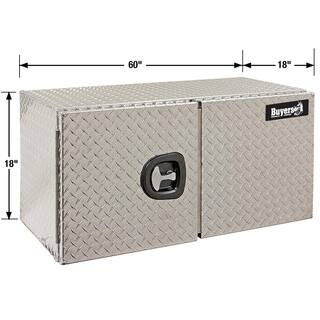 Buyers Products Company 18 in. x 18 in. x 60 in. Diamond Plate Tread Aluminum Underbody Truck Tool Box with Barn Door 1705215