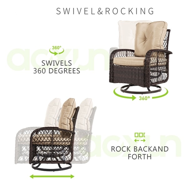 3 Pieces Outdoor Swivel Rocker Chair