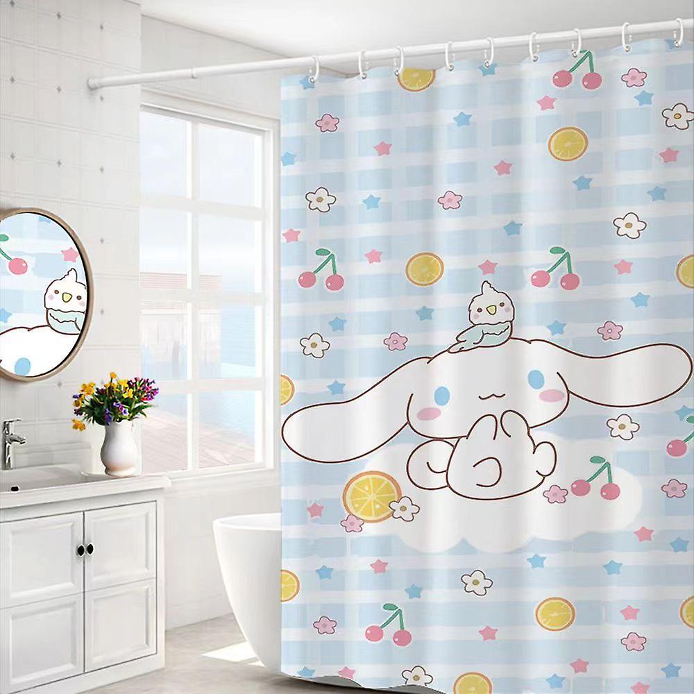 Born Pretty 180*180cm Sanrios Cinnamoroll Anime Plush Cartoon Shower Curtains Thickened Waterproof Curtain Bathroom Accessories