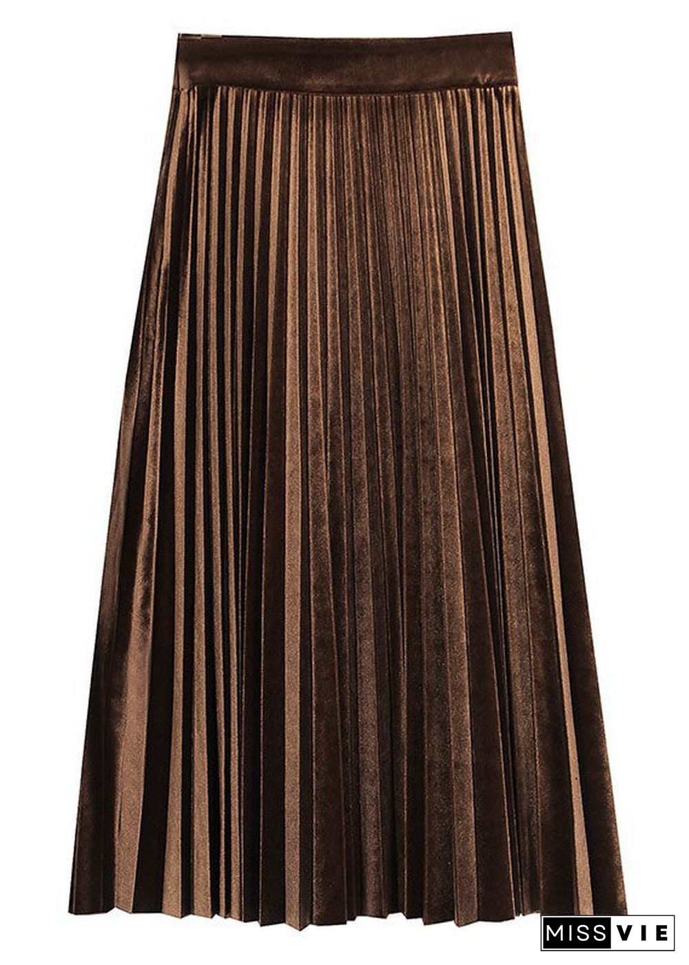 Classy Chocolate Velour pleated Skirt Spring