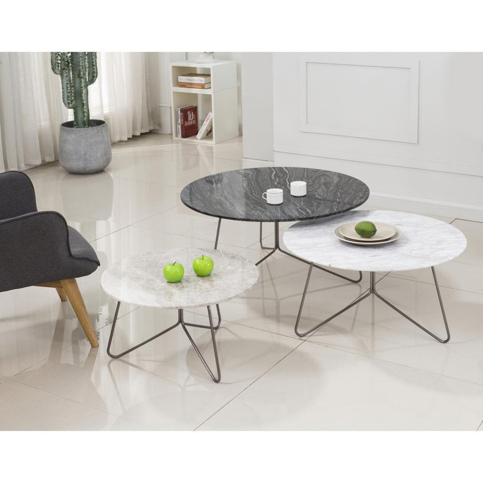 Tracy Coffee Table 30 White Marble Top   Transitional   Coffee Table Sets   by HedgeApple  Houzz