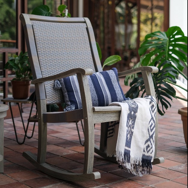 Clayton Wood Oversized Wicker Rocking Chair Gray Cambridge Casual