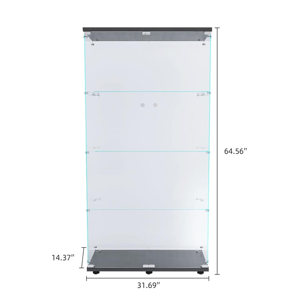 Two door Glass Display Cabinet with 4 Shelves Floor Standing Curio Cabinet   32\