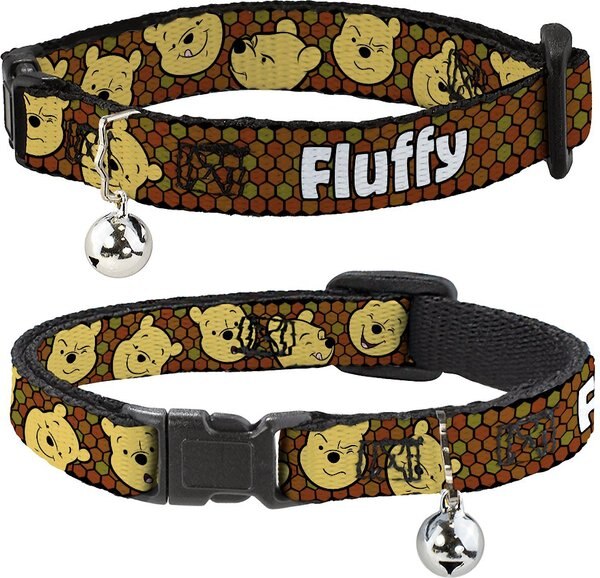 Buckle-Down Disney Winnie the Pooh Expressions and Honeycomb Personalized Breakaway Cat Collar with Bell